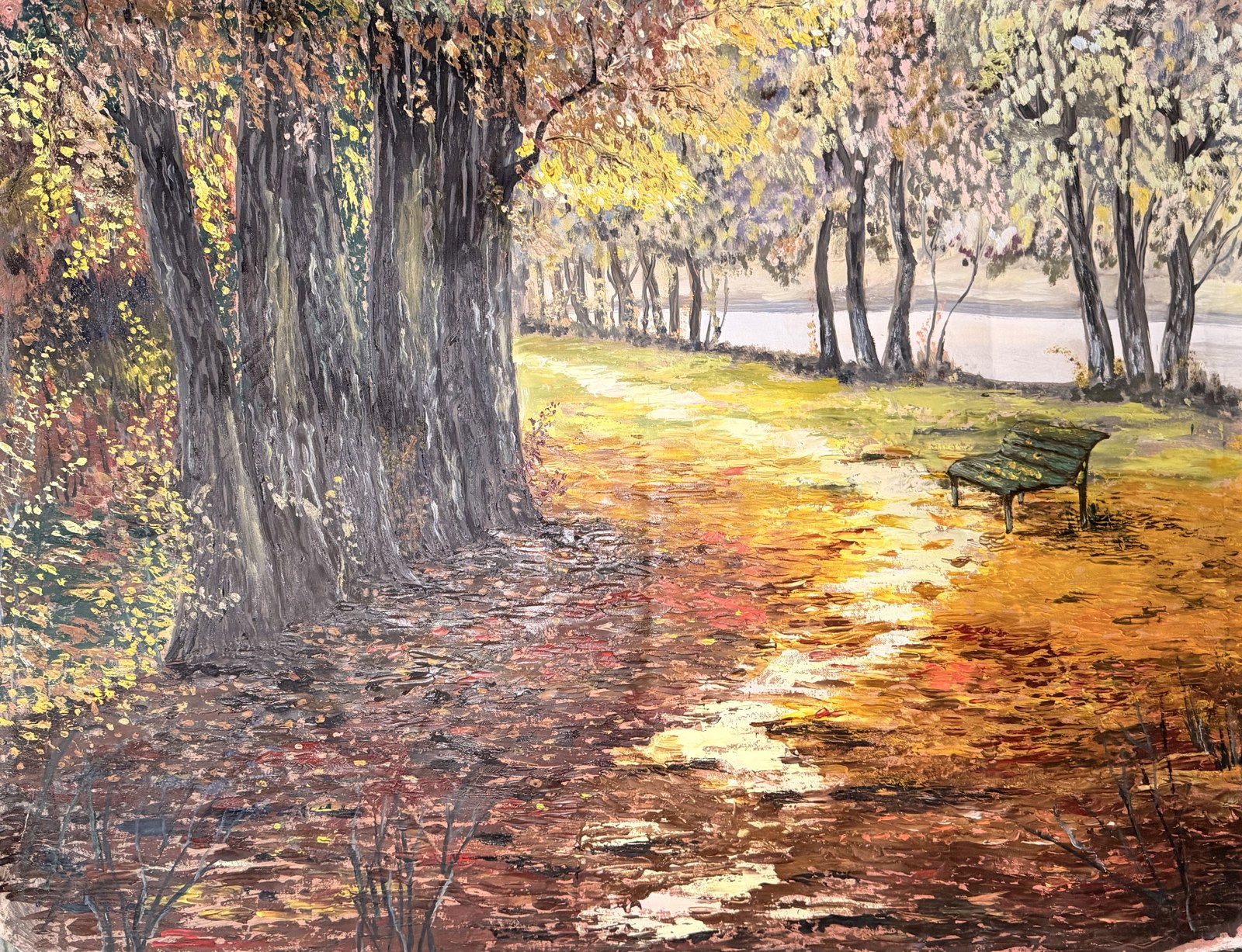 Autumn Path — golden fall forest scene painting by Vlady Zinkovska, Calgary